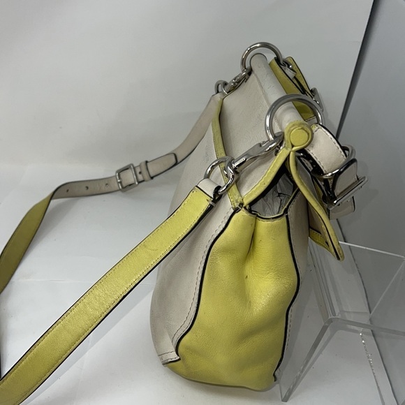 Coach Willis Cream & Lime Green Colorblocked Saddle Convertible Crossbody Bag - Picture 6 of 12